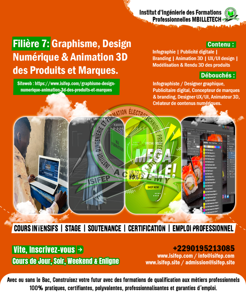 2025-2026 - Filière 7. Graphisme, Design Numérique & Animation 3D des Produits et Marques.